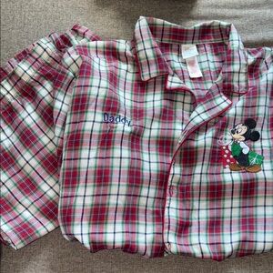 Plaid Dad Pajama Set with Mickey Mouse Embroidery